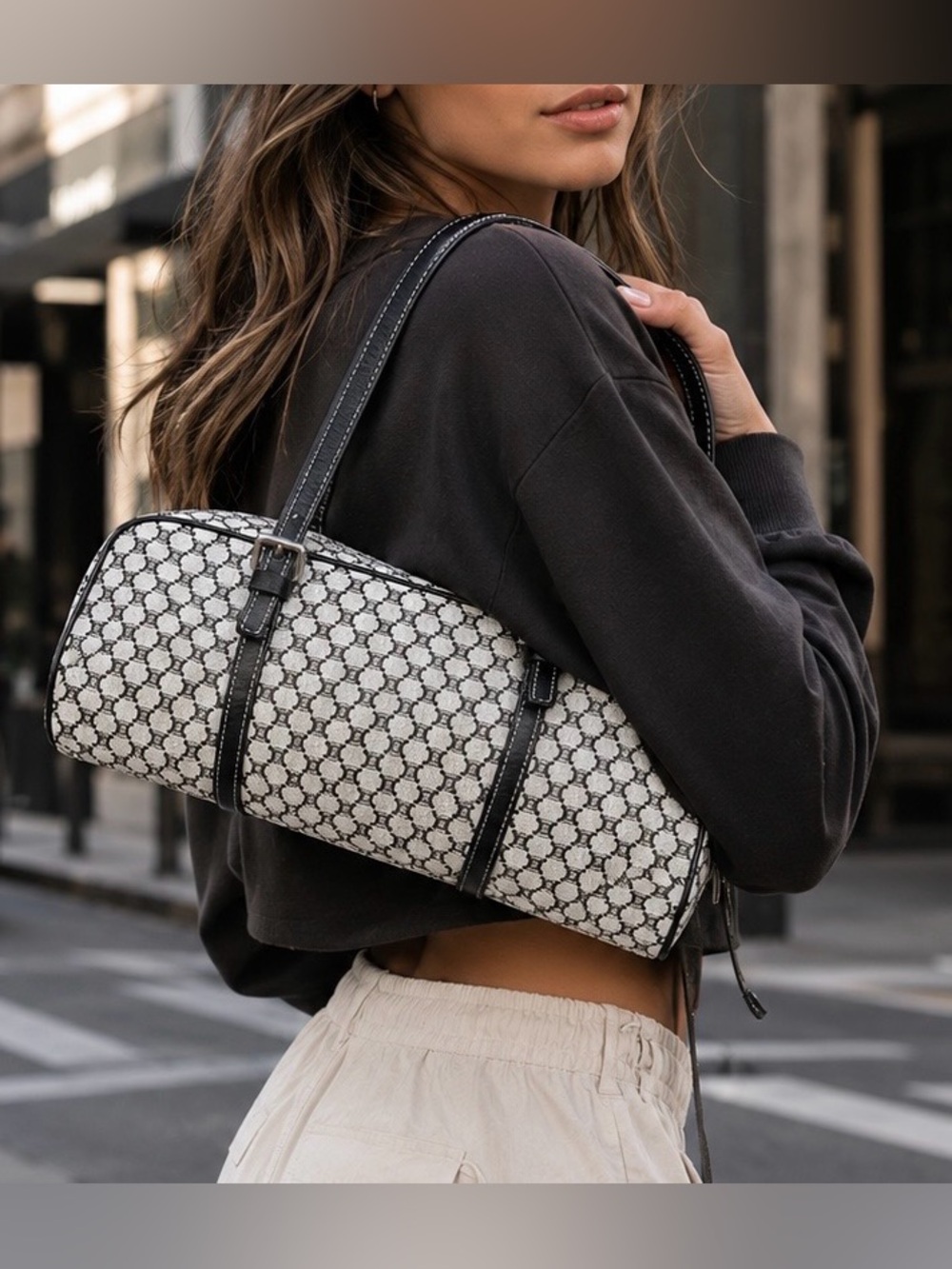 Celine Macadam Monogram Papillon Shoulder Bag. Comes with COA